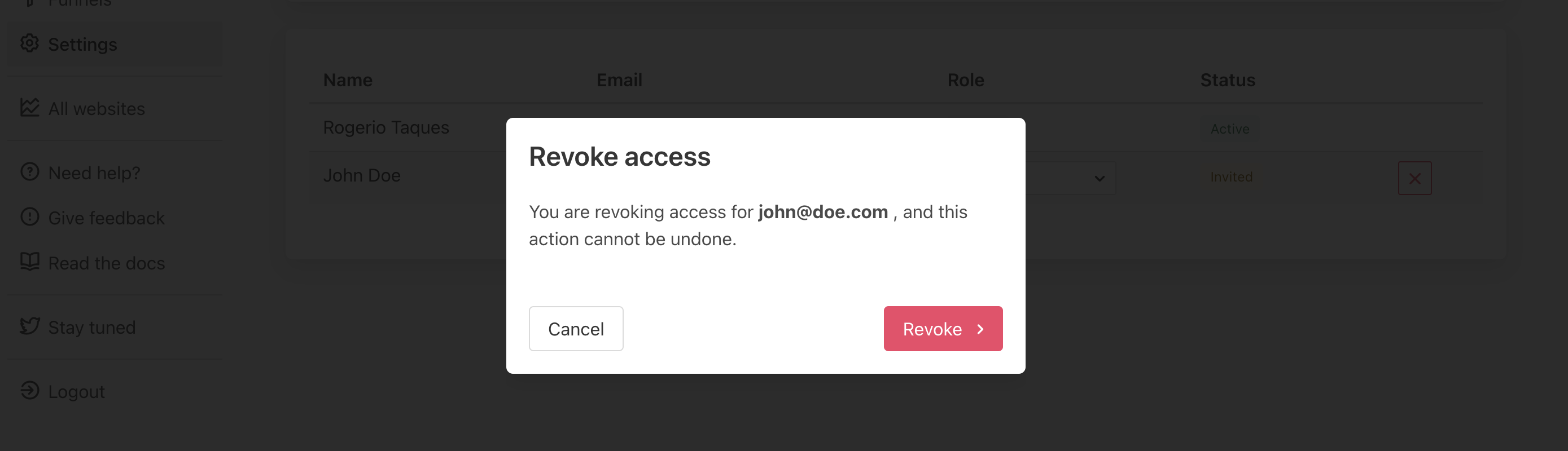 Inviting people to join your team